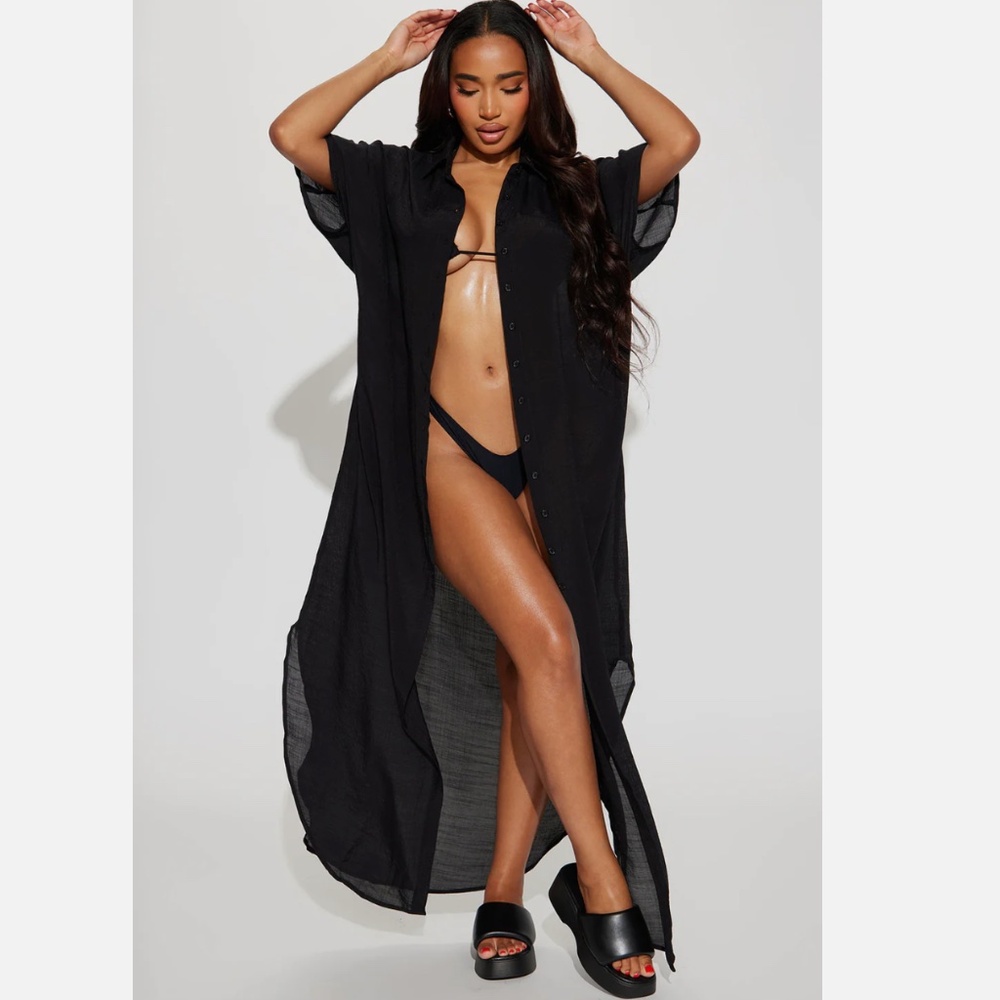 Fashion Nova Women's Lazy Summer Daze Cover up Color Black